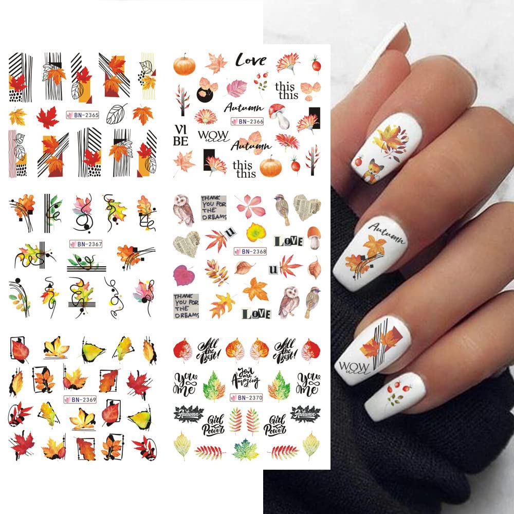 Amazon.com: 12Sheets Fall Nail Stickers Autumn Maple Leaf Pumpkin Halloween  Thanksgiving Water Transfer Nail Decal for Women Girls Kids DIY Decorations  : Everything Else