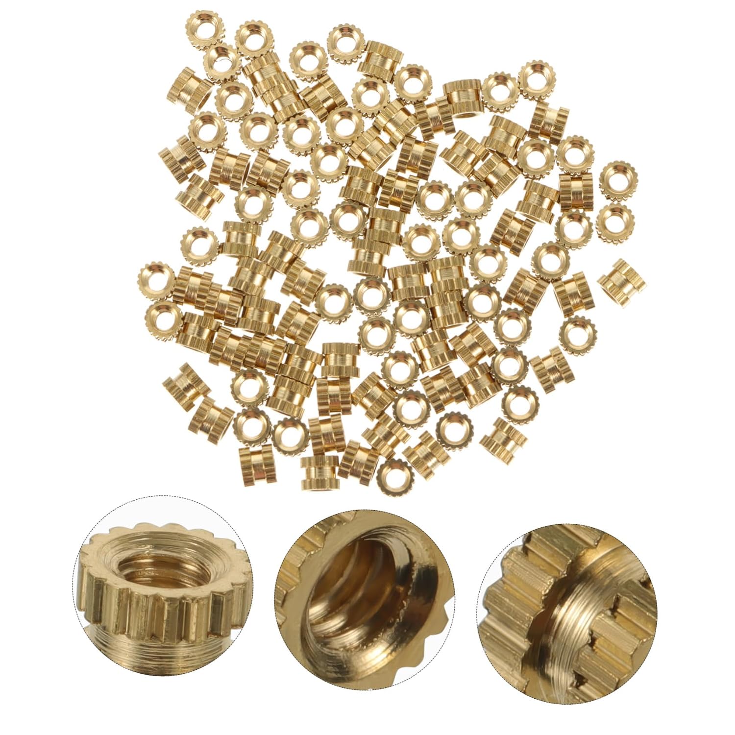 100pcs Knurled Thread Insert Nuts Brass Fasteners for Secure in Injection Moulding Applications