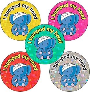 150 Holographic Sparkly I Bumped My Head First Aid Elephant Childrens Pupils School Praise Teachers Reward Stickers 25mm Primary Teaching Services