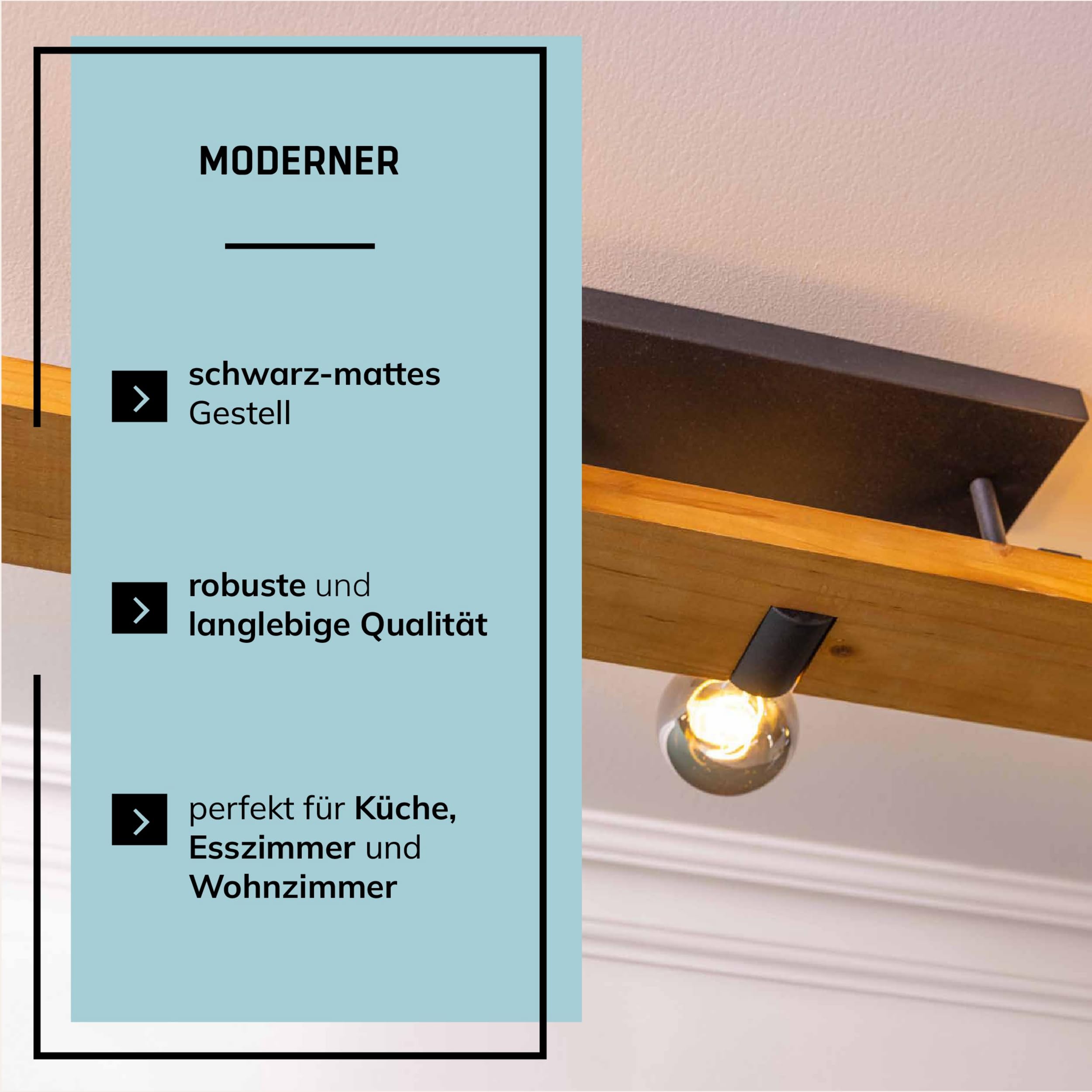 Lightbox Deckenlampe 5-flammig, Landhausstil, Holz