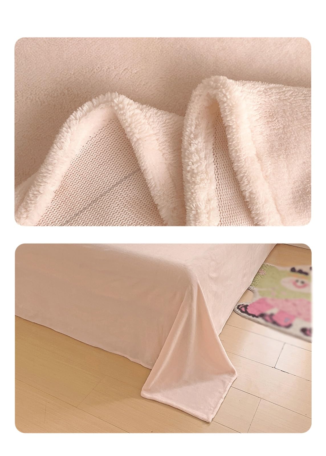 Warm Bettlaken ohne Gummizug 160x230cm 200x230cm 230x250cm Plüsch Fleece Betttuch Laken Kuschelig Flauschig Cashmere Touch Leintuch Haustuch(Purple,230x250cm+48x74cm x2)