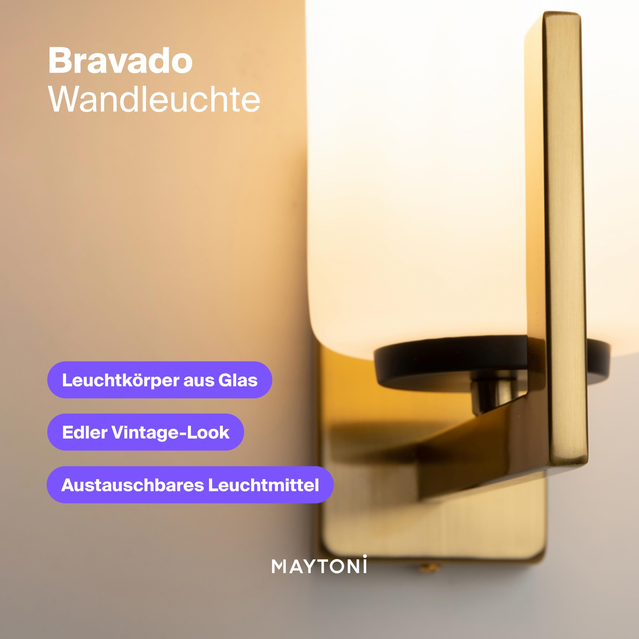 Maytoni Wandlampe BRAVADO | Dekorativ E27 exkl., 40W, Schwarz-Messing