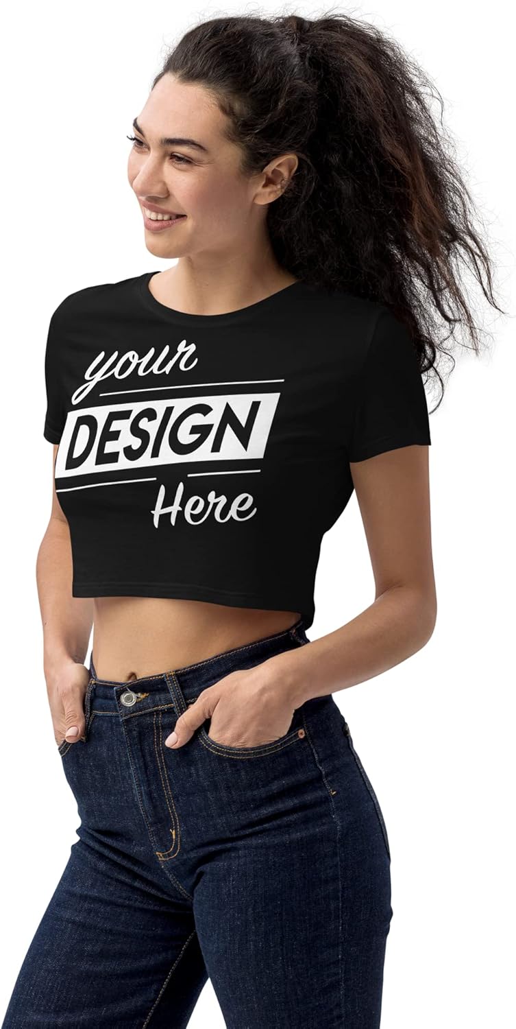 Mengle Custom Personalized Crop Top Tee Shirts for Women