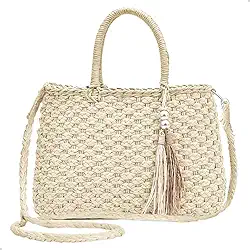 Bolsa De Palha Feminina Perola Alça Transversal Verão Acessório Praia