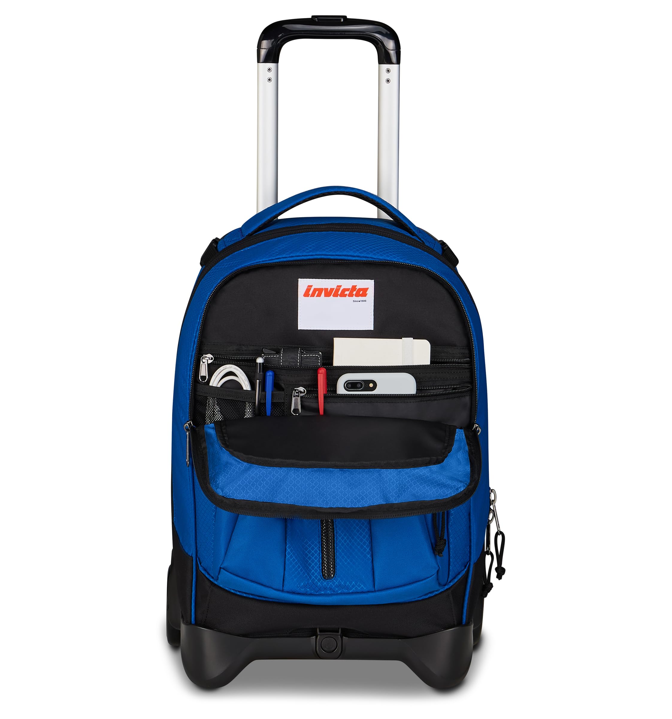 Invicta Trolley Plug Led, Blu, 34 L, Doppio Scomparto, Led frontale incorporato, Cross-over System, Tasca attrezzata, Tasca porta pc, Tasca portaborraccia, Scuola media e superiore, Ragazzo, Ragazza