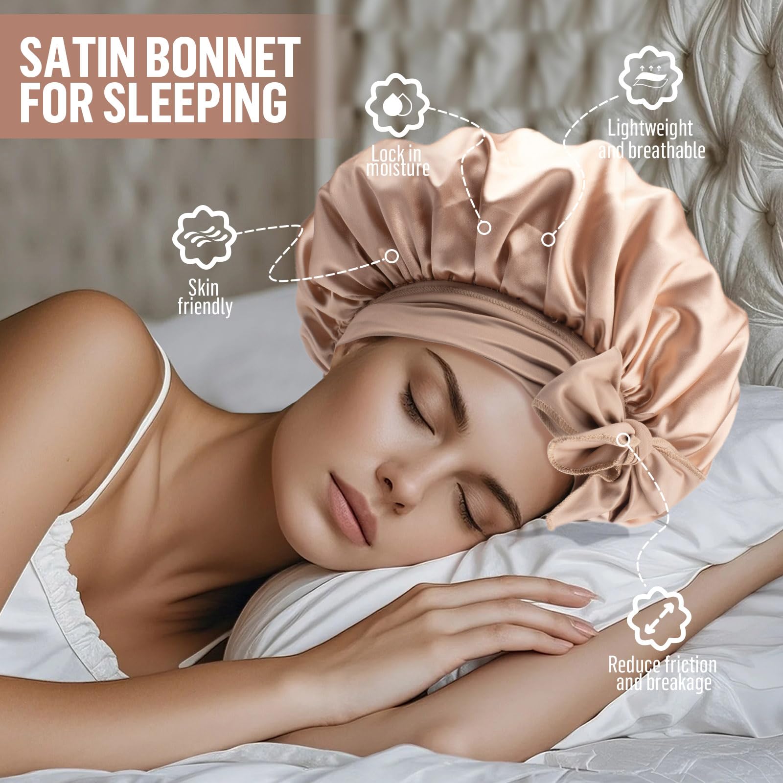 Galsangflower Double Sided Satin Bonnet with Tie - Image 2