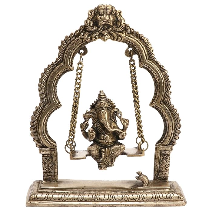 Buy Kartique Brass Lord Ganesha Sitting on Singhasan with Left Leg