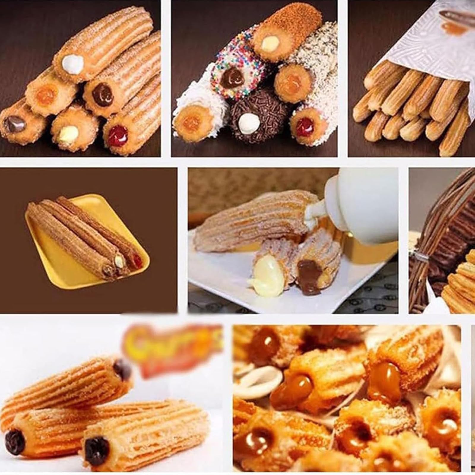 Máquina para Hacer Churros Manual,Máquina para Hacer Churros De Donuts Españoles Comerciales 2L/3L con 5 Moldes,Máquina para Hacer Churros Españoles Verticales De Acero Inoxidable,2L