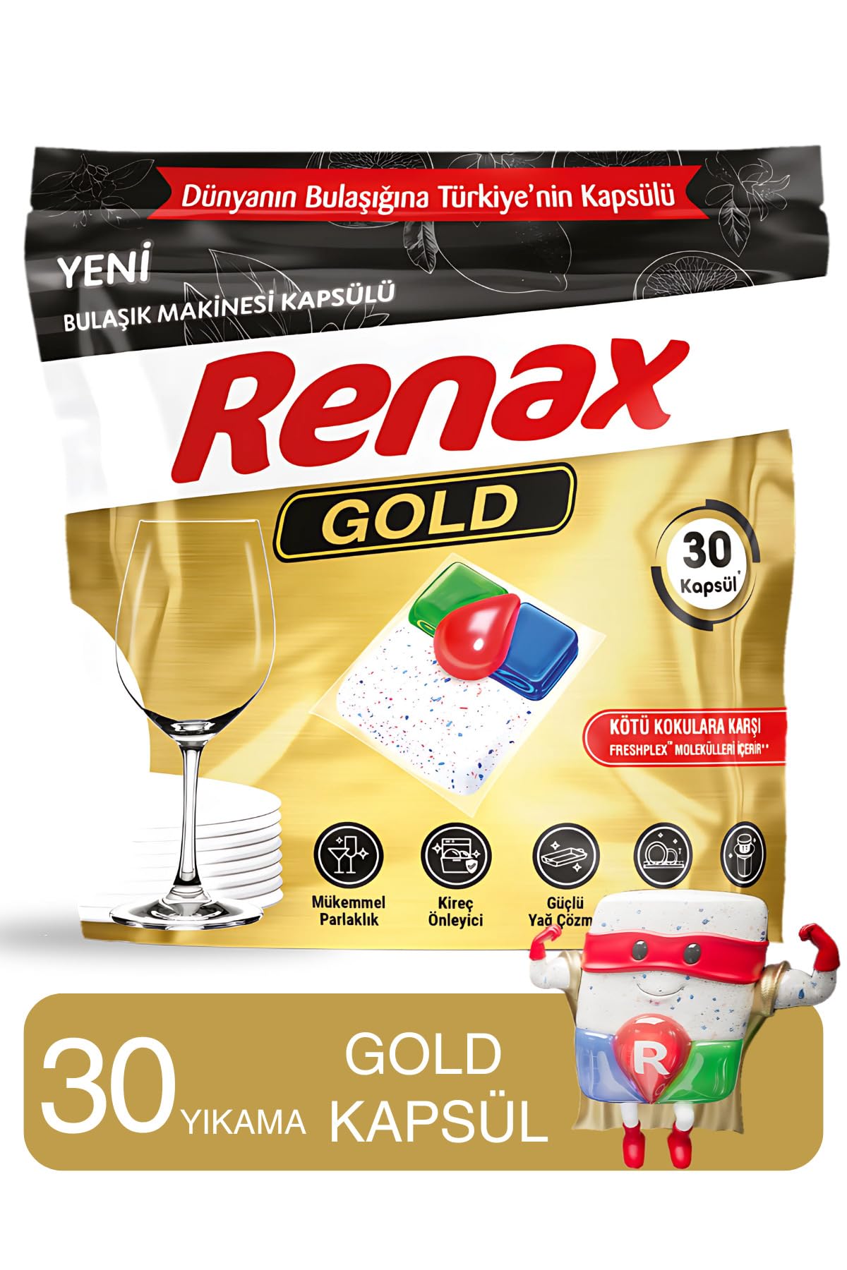 Renax Gold Bulaşık Makinesi Kapsül Deterjanı 30 Adet