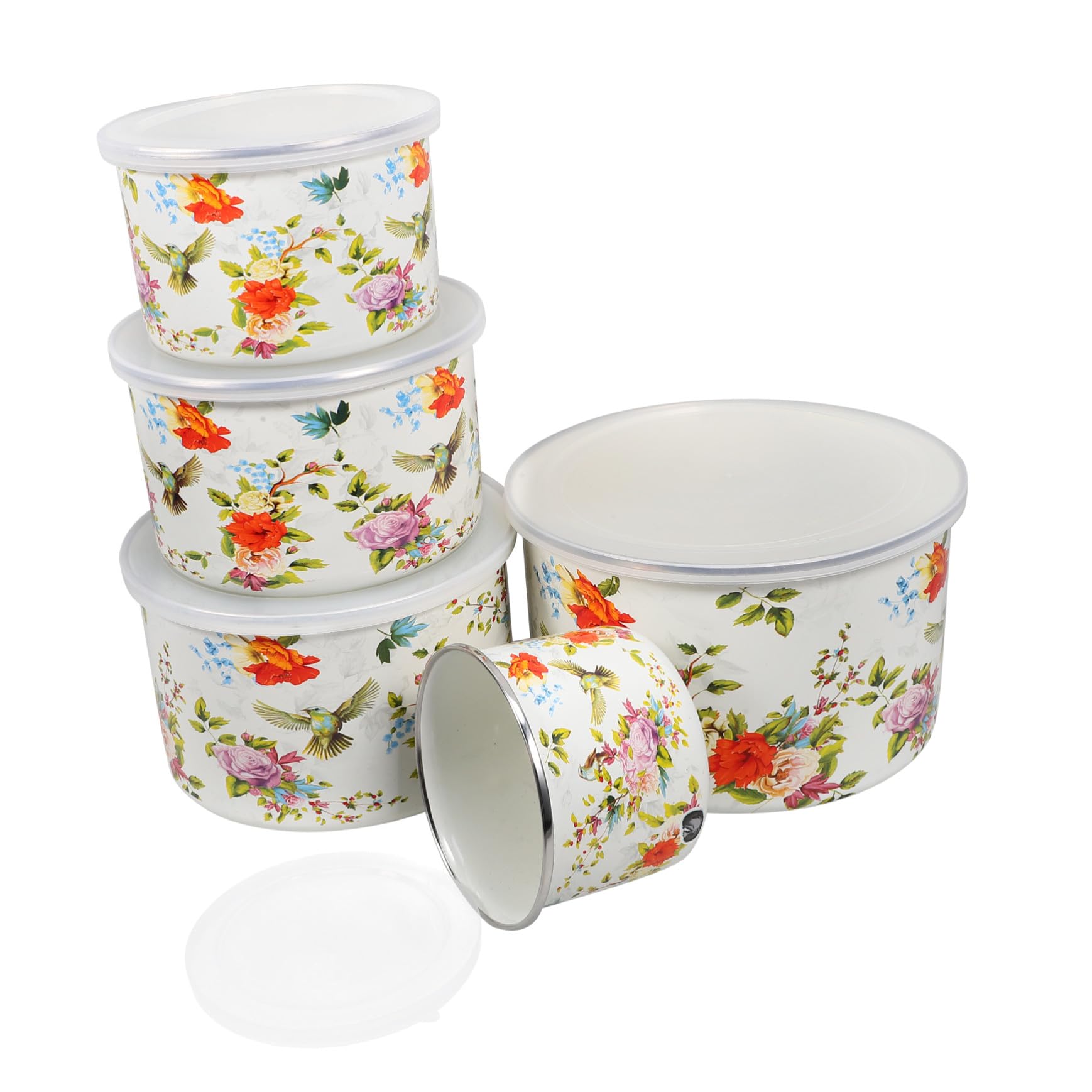 Bol émail avec couvercle conservation saine sans plastique Gatuida 5pcs