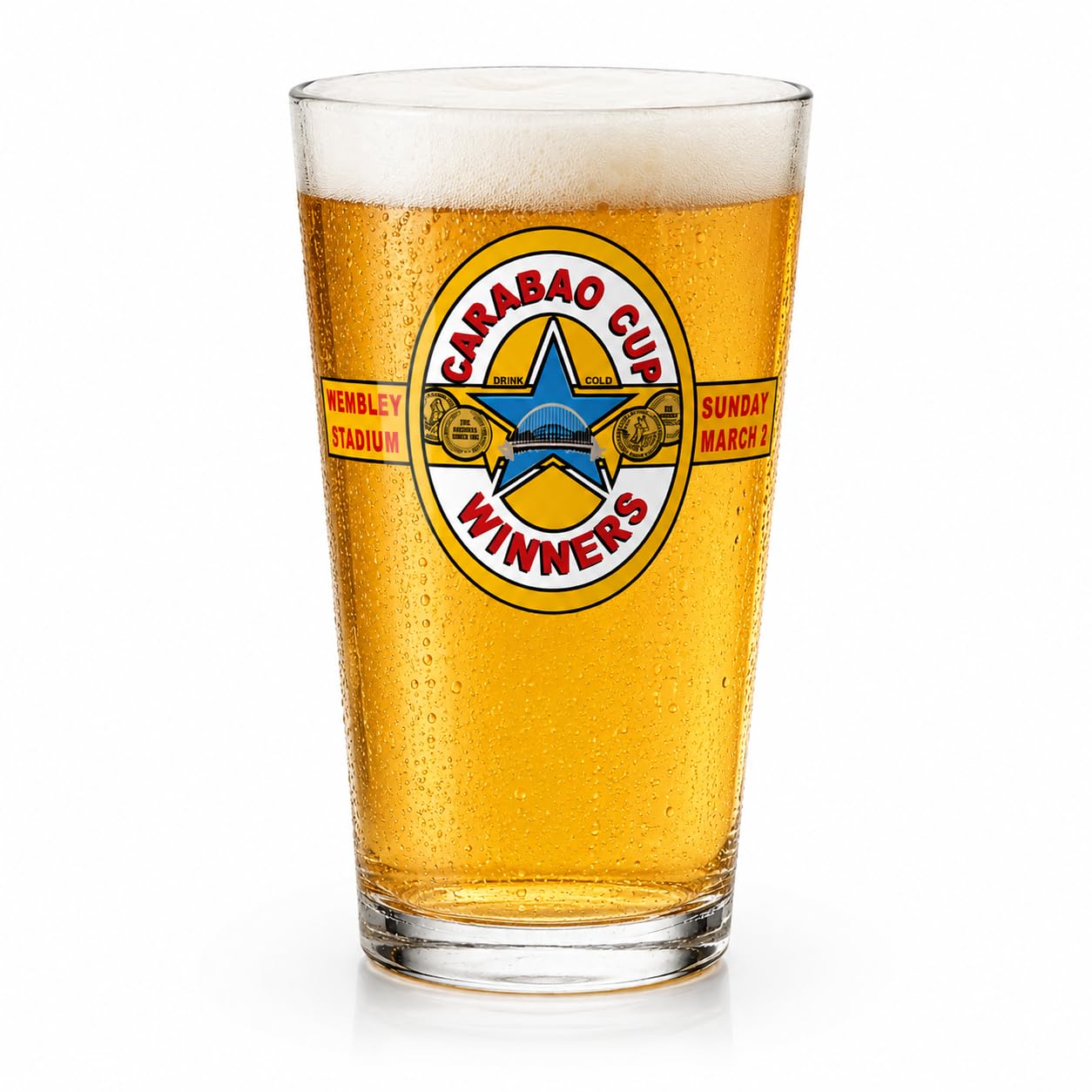 NOT JUST A PRINT 2025 Carabao Cup Winners Commemorative Pint Glass – Available in 400ml Laser Engraved or 1 Pint UV Colour Gift Edition (Colour UV Printed Pint Glass)