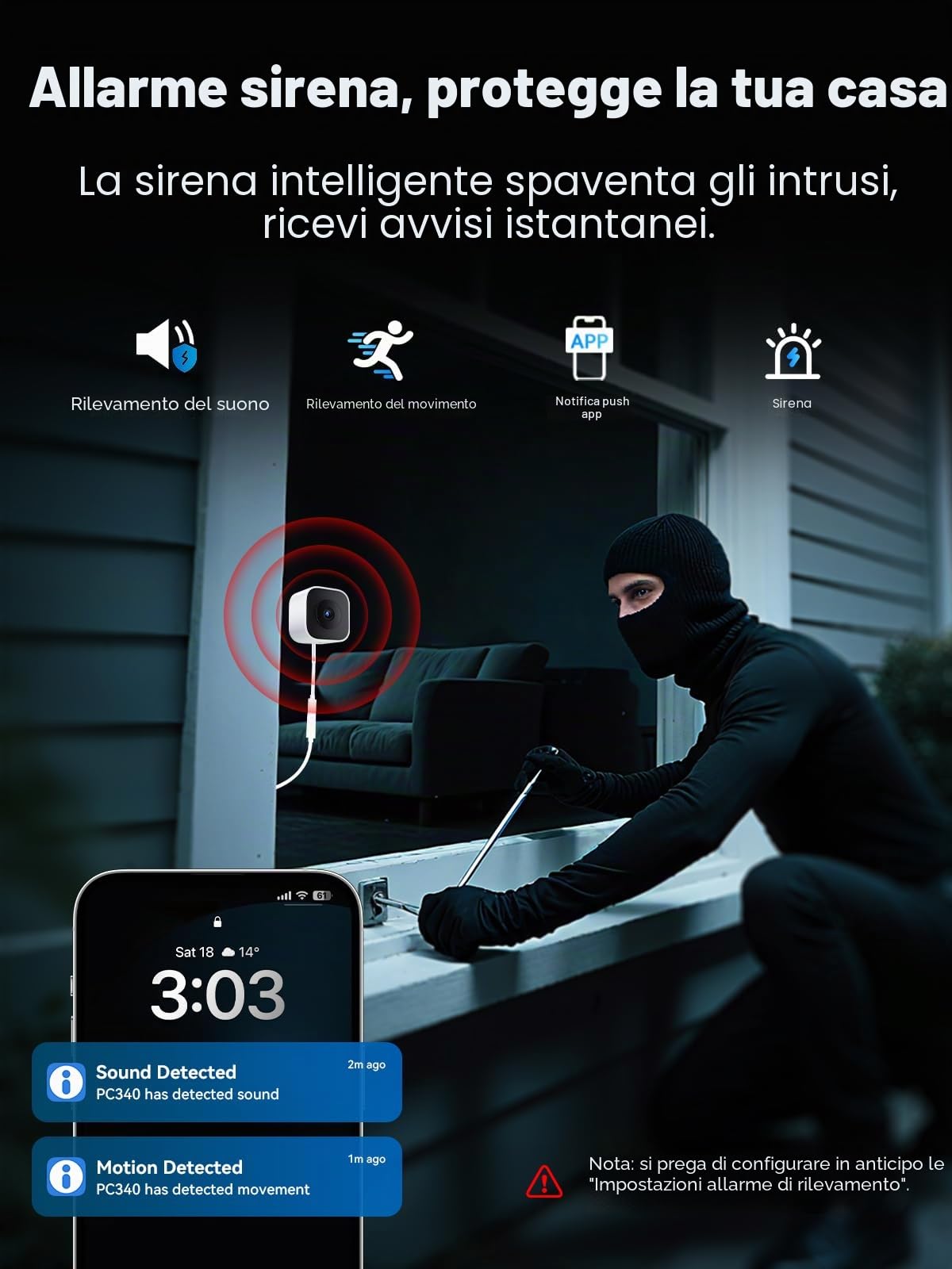 Outinput 3MP 2K Telecamera per Finestra, Telecamera di Sorveglianza 2.4G&5GHz con Supporto a Angolo di Visuale Regolabile, Visione Notturna a Colori con AI, Rilevamento e Movimento, Anti-Riflesso