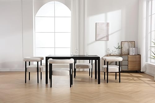 Miniatura 7 de Mid-Century - Juego de 2 sillas de comedor modernas con reposabrazos de barril, sillas de comedor laterales con respaldo curvo, sillones tapizados