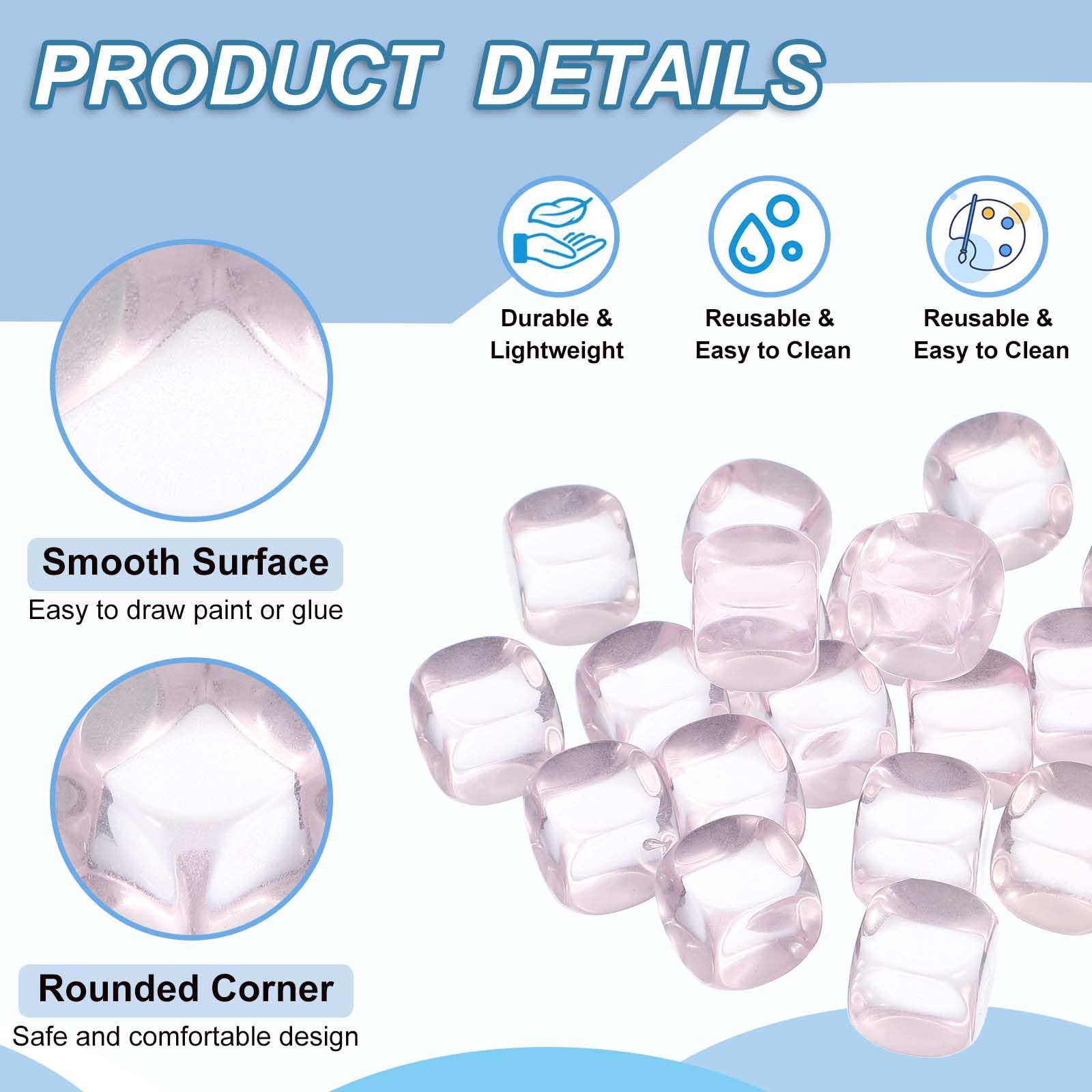 PATIKIL 16 mm Clear Acrylic Dice Blank - Image 3