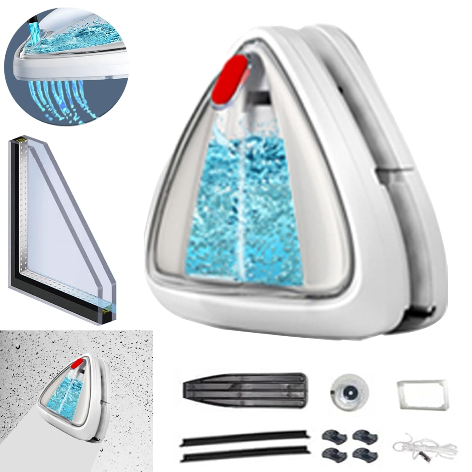 Hooha Fensterputzer Magnetisch Double Side Magnetic Fensterreiniger Einfachverglasung Doppelverglasungen Glasreinigungswerkzeuge mit Sicherheitsseil Speicherbarem Wasser3-8/8-15/15-26/25-35mm(25-35mm)