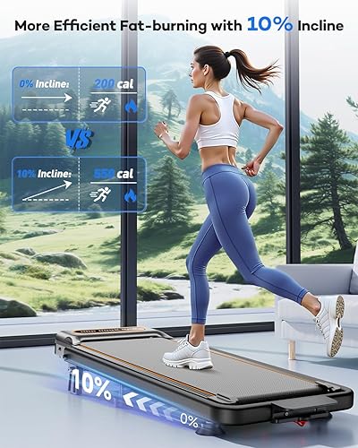 Miniatura 2 de Foldable Treadmill with 10% Incline Upgrade 3.5HP Low Noise Walking Pad Treadmill with Handle Bar 4 in 1 Portable Under Desk Treadmills for