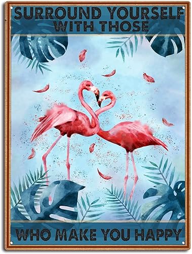 Miniatura 10 de xitangyouyu Decoración de flamenco, letrero de metal de 12.0 x 8.0 pulgadas, divertido letrero retro para mujeres, regalos de flamenco rosa,