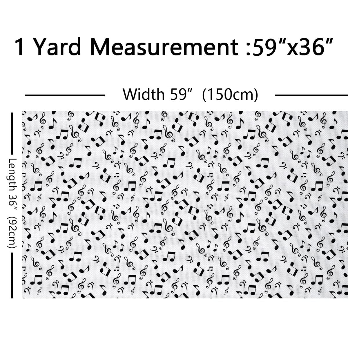 Abstract Music Upholstery Fabric by The Yard,Musical Note Outdoor Fabric by The Yard,Abstract Fabric for Upholstery and DIY Projects,3 Yards,(L276*W150cm) Black White - Image 2