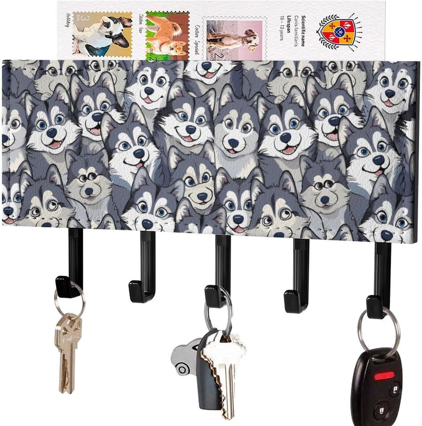 Cute Dog Husky Key Holder for Wall Mounted Hooks Organizer Hanger Kitchen Bedroom Decor image 5