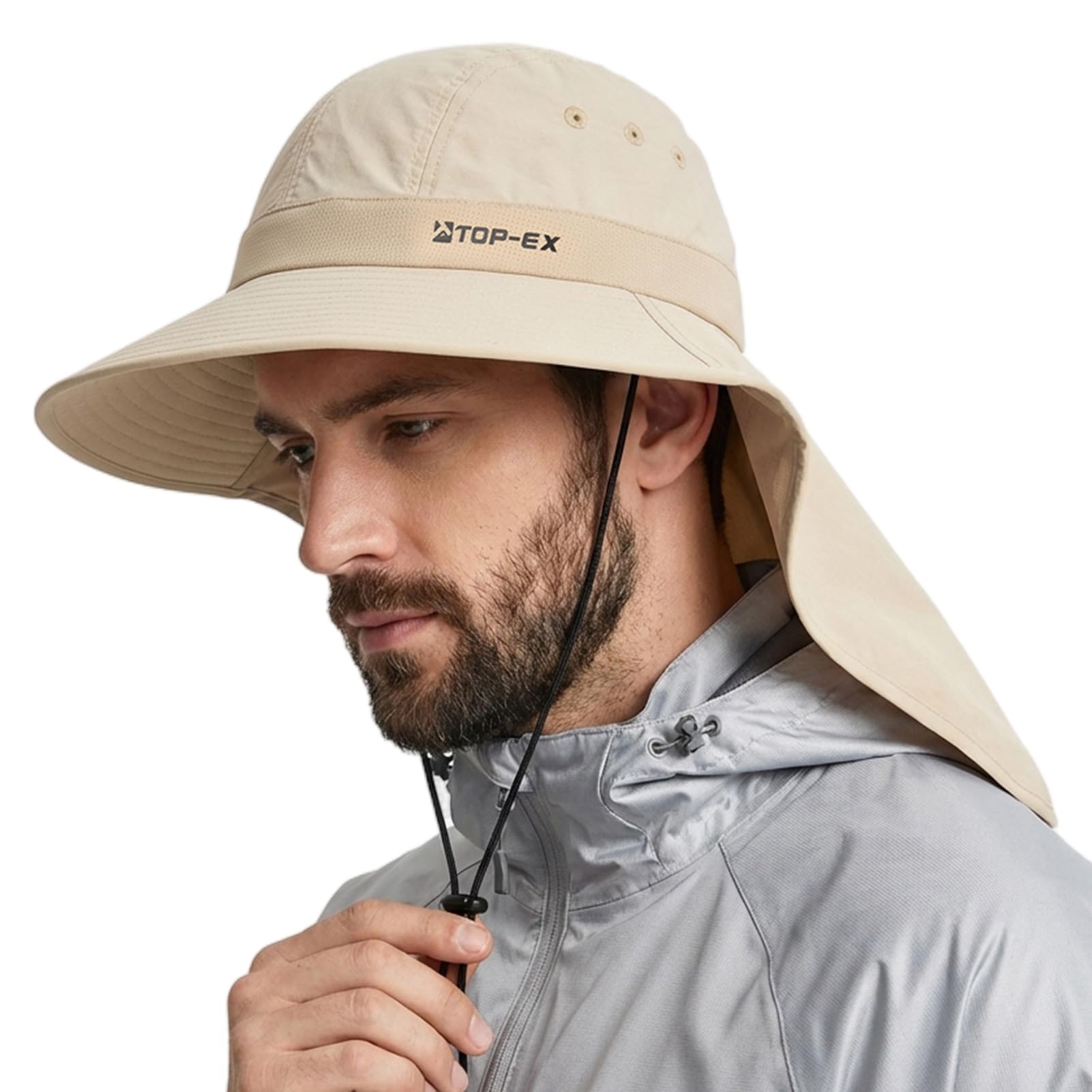 TOP-EX Sombrero de sol refrescante para hombre, UPF 50+, ala ancha y solapa