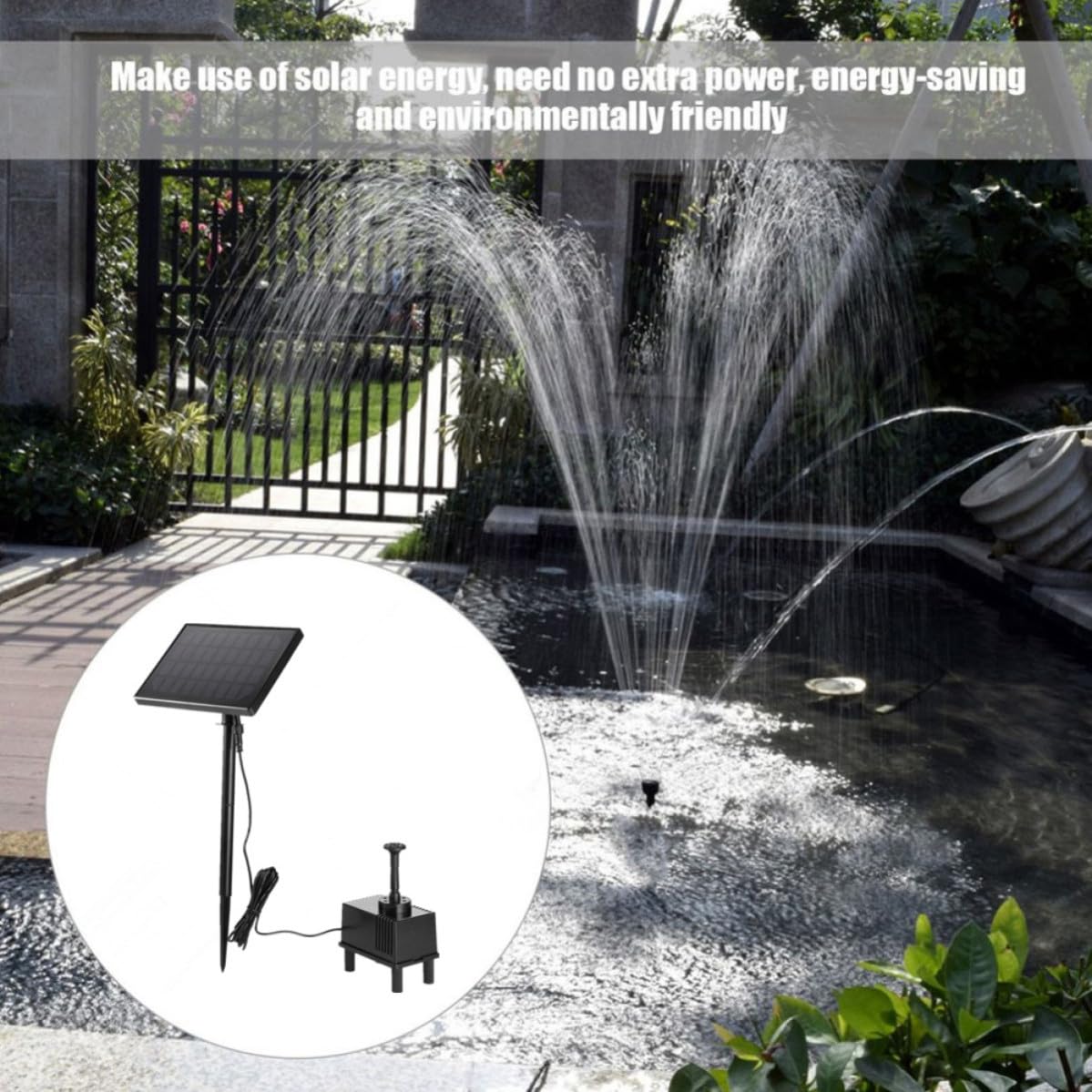 Pompa Solare per Fontana da Giardino L/h As180-0920c | 220l/h, Nero Plastico, Sommergibile, Circolazione Acqua e Resistenza al Calore