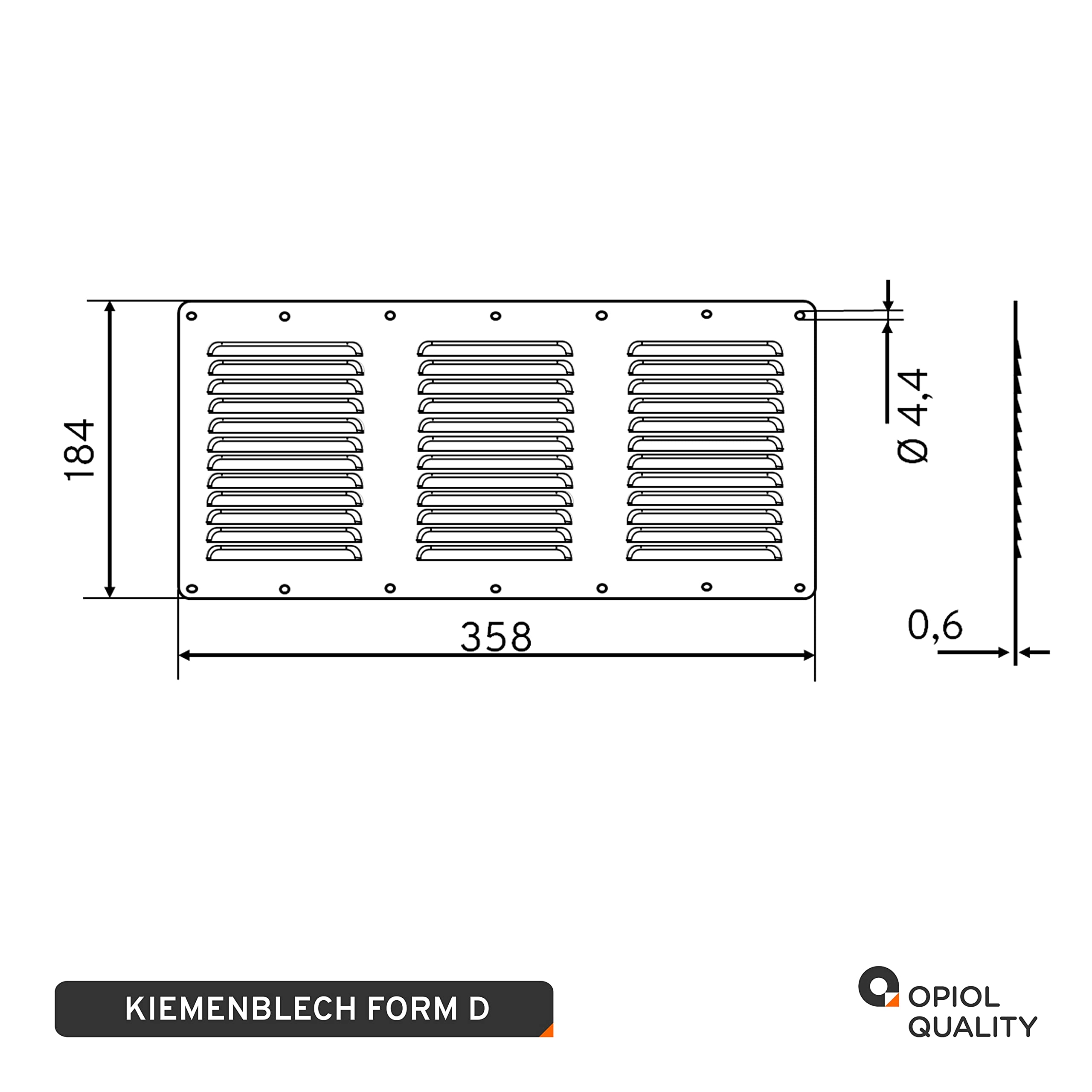 Kiemenblech TYP D 358x184 mm (10 Stück) aus rostfreiem Edelstahl A2 Lüftungsgitter Lüfter Kiemenlüfter Metall lüftungsgitter Lüftungsrosette Edelstahl Verschließbar Lüftungsblech Rund