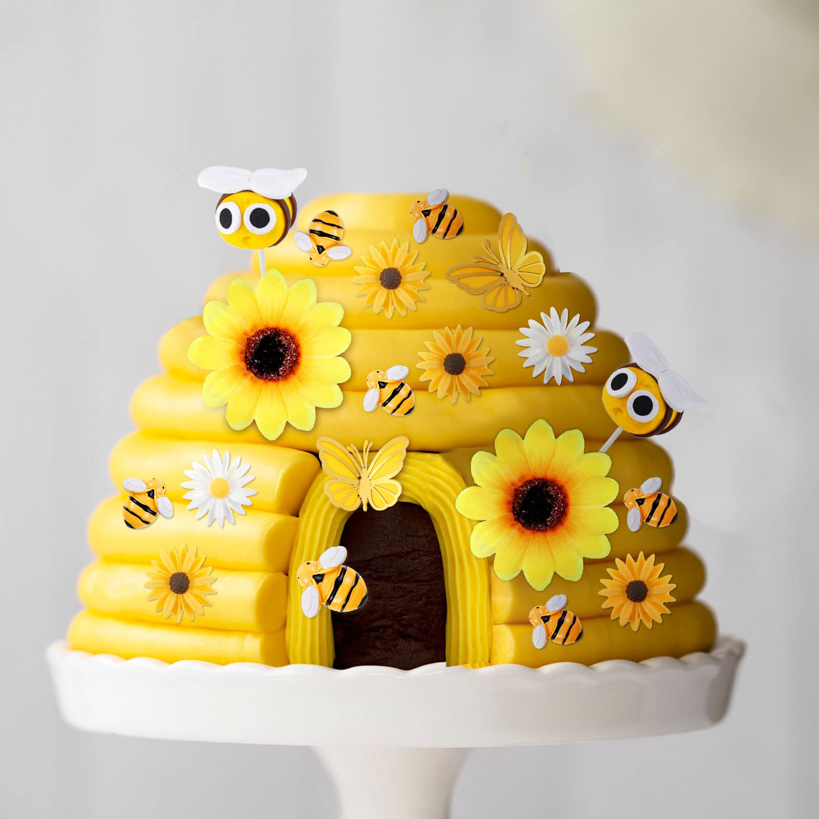 31-Piece Bee & Winnie Cake Topper Set - Acrylic Sign With Bees, Daisies For Baby Shower & Birthday - View #2