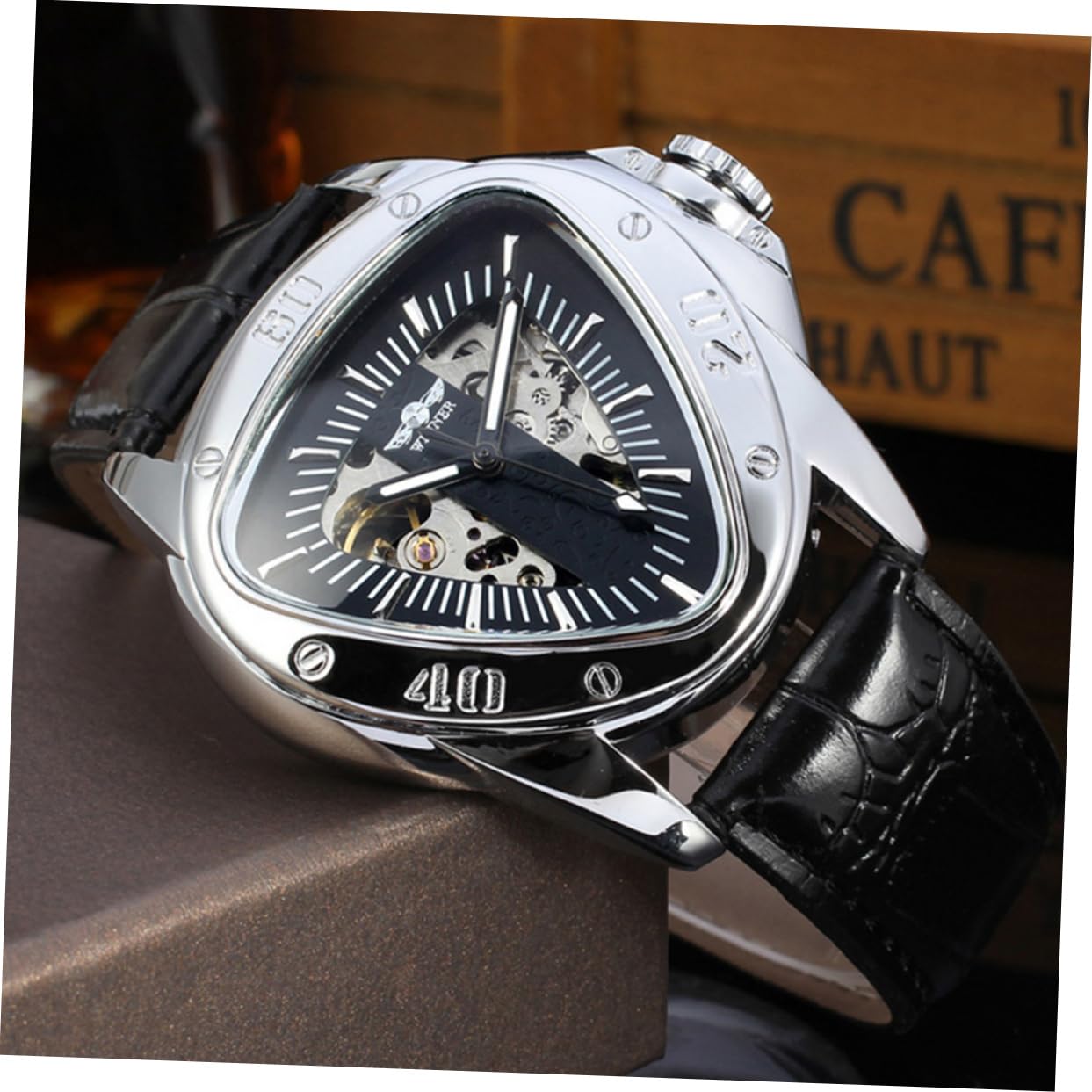 Automatische Schwarz Herrenarmbanduhr Mechanische Edelstahl für Männer