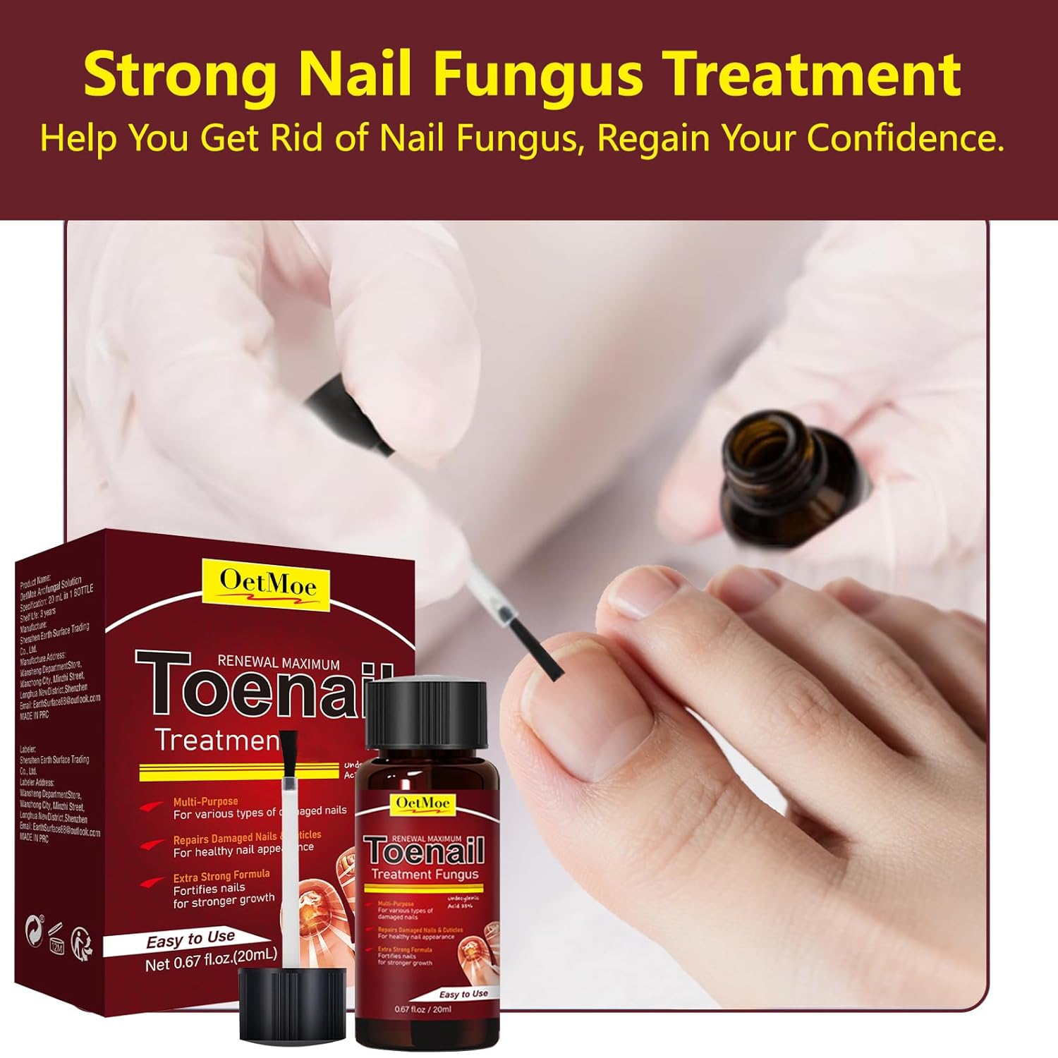 Toenail Fungus Treatment Extra Strength, Nail Fungus Treatment for Yellow, Thick, Discolored, Broken Nails, Ultimate Fungal Nail Repair, Make Nails Look Healthier Stronger, 2 Bottles - Image 8