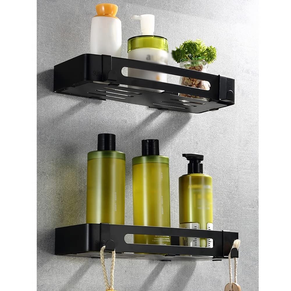 Estante esquinero de ducha de acero inoxidable con cesta de drenaje y estantes para toallas, montaje en la pared para cocina y baño, color negro