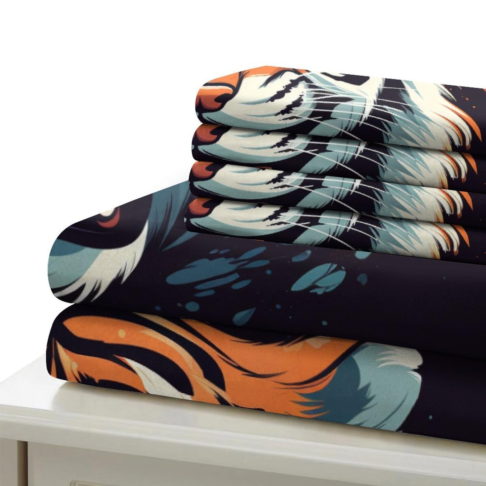 Stampato in 3D tigre Copertina Stampata Microfibra Disegnata Biancheria Da Letto Ipoallergenico Set 3 Pezzi,Double（200x200cm）, Per Ragazzi Adulti