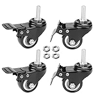 Vista 10 de AAGUT Paquete de 4 ruedas giratorias de 2 pulgadas con bloqueo de freno M8x25mm, ruedas de goma sintética resistentes, tuercas incluidas