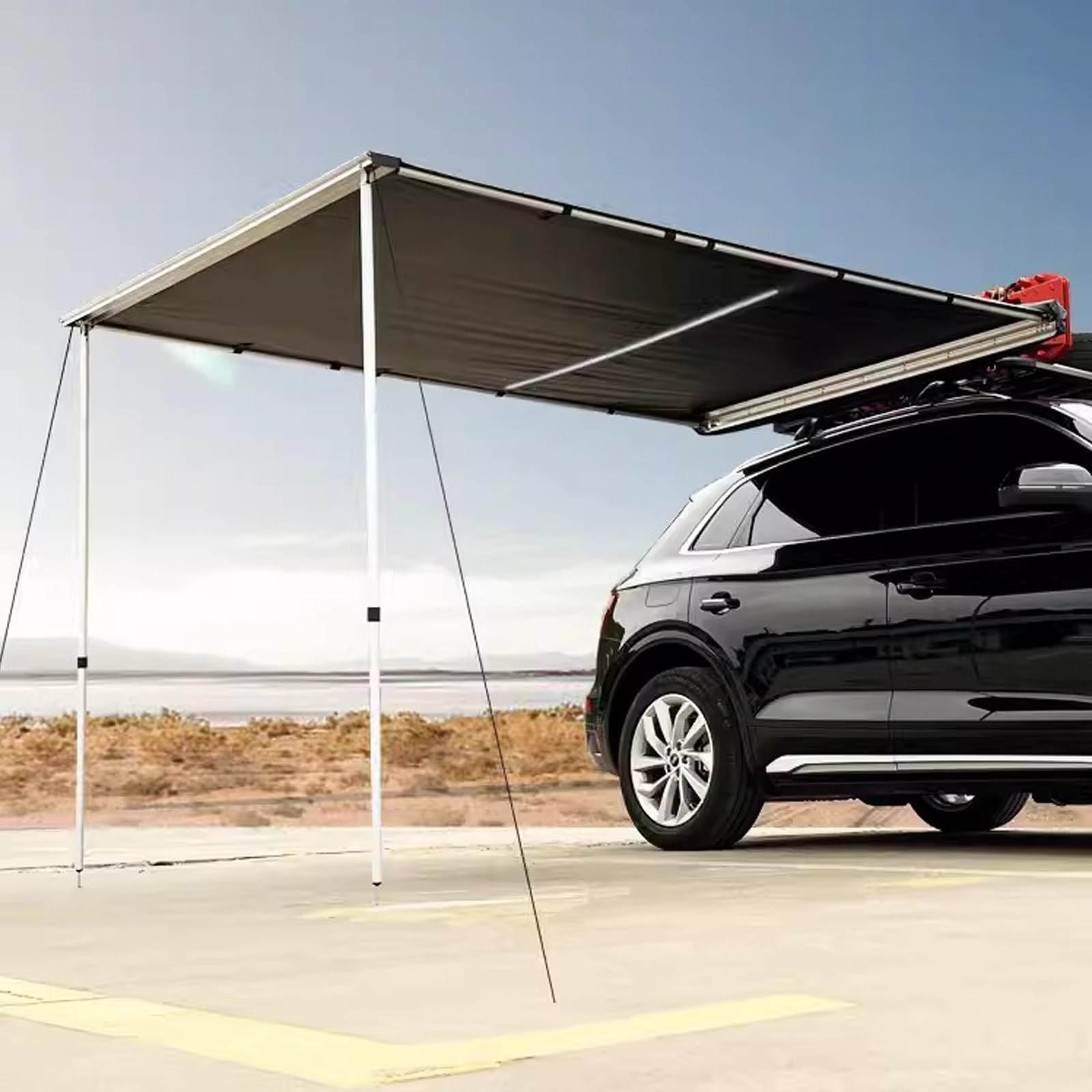 KXJPIZIYB Car Awning Suv Tent, Rooftop Pullout Weatherproof UPF50+ Side Awning, Retractable Roof Rack Awning for Car/SUV/Truck/Van(160x250cm/5.2x8.2ft)