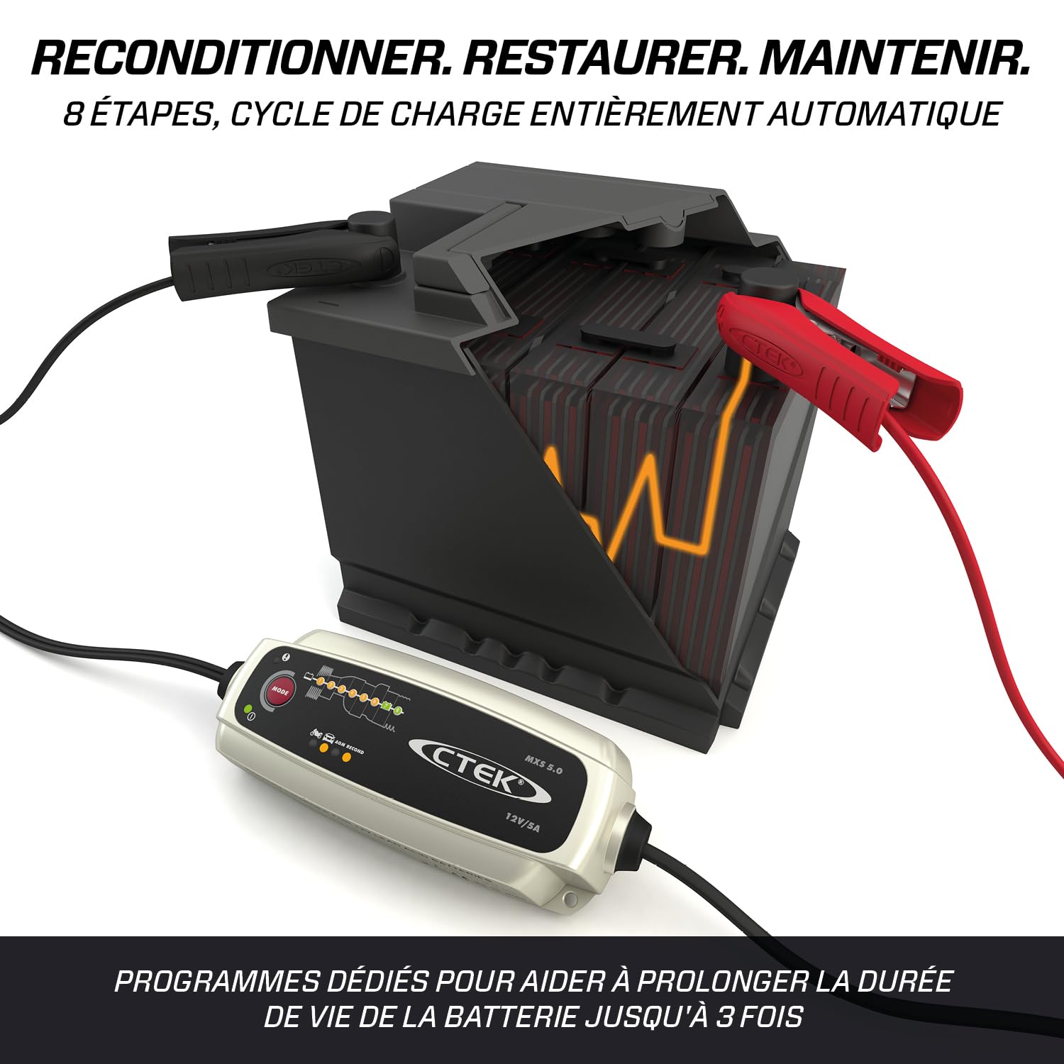 CTEK 56-305 MXS Batterieladegerät 5 Batterieladegerät Mit Automatischer Temperaturkompensation, 12V 5 Amp (EU Stecker)