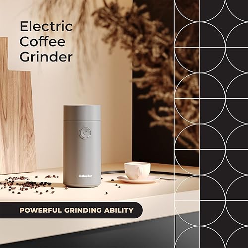 Miniatura 2 de MuellerLiving Molinillo de café eléctrico para especias, nueces, hierbas y granos de café, cuchilla afilada, acero inoxidable - gris