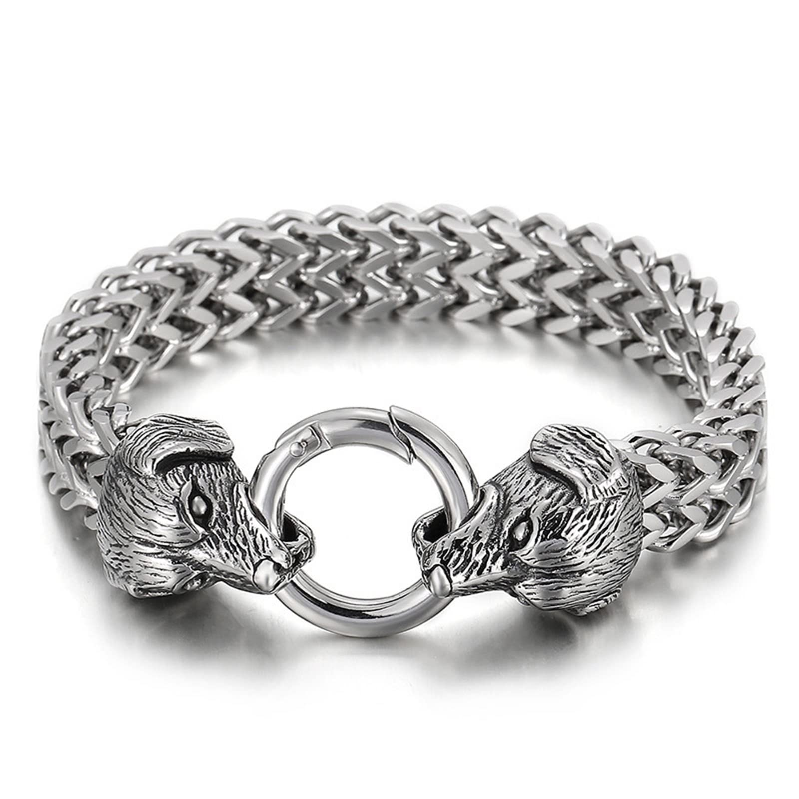Armbänder Charm Herren, Armband Edelstahl 22.5CM 12MM Breite Gliederarmband mit Sternzeichen Freundschaftsarmband Silber für Männer Jugend