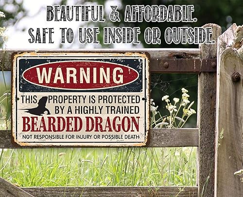 Miniatura 4 de Letrero de metal de dragón barbudo (8 x 12 pulgadas protegido por dragón barbudo) – Decoración de dragón barbudo – Decoraciones de reptiles para tu
