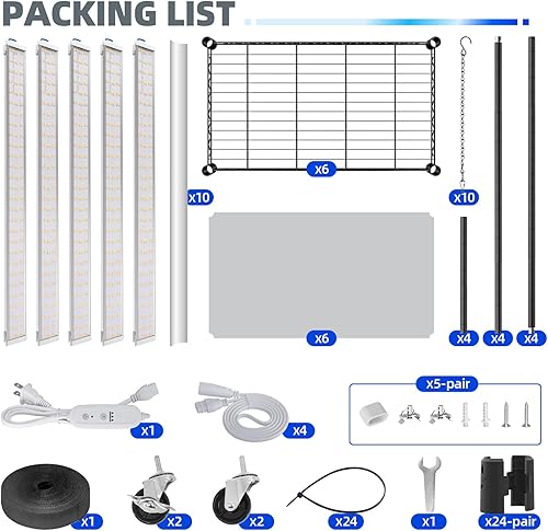 Miniatura 9 de Barrina Soporte para plantas con luces de cultivo para plantas de interior, estante de exhibición de metal de 6 niveles con 5 luces de espectro