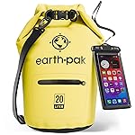 Earth Pak Waterproof Dry Bag with Zippered Pocket - Waterproof Dry Bag Backpack Keeps Gear Dry for Boating, Camping, Fishing, Beach Drybag, Kayak Accessories - Dry Bags Waterproof with Phone Case 20L