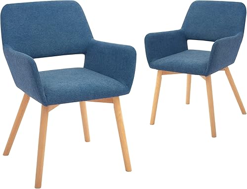 CangLong Velvet Leisure - Juego de 2 sillones de comedor modernos con patas de madera maciza, color blanco