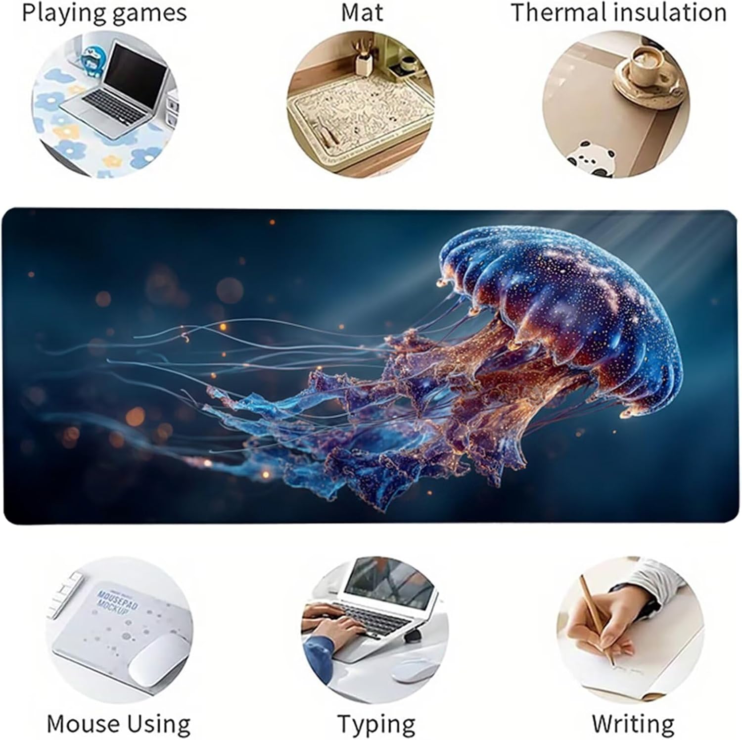 海 マウスパッド 120x60cm 厚さ3mm, 動物 デスクマットゲーミング, Mouse Pad, マウスパッド 超大 滑り止め