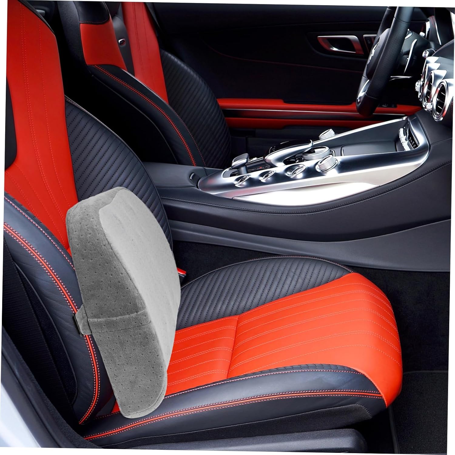 Comfortable Lumbar Cushion for Car Office Memory Foam Waist Support Pillow for Lower Back Pain Relief Ergonomic Design for Long Sitting Gray Color