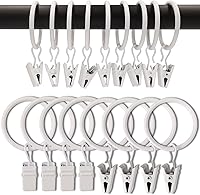 Vista 10 de Paquete de 100 anillos de cortina con clips, clips para cortinas con anillos, anillos de cortina de 1.26 pulgadas de diámetro interior, se adapta a