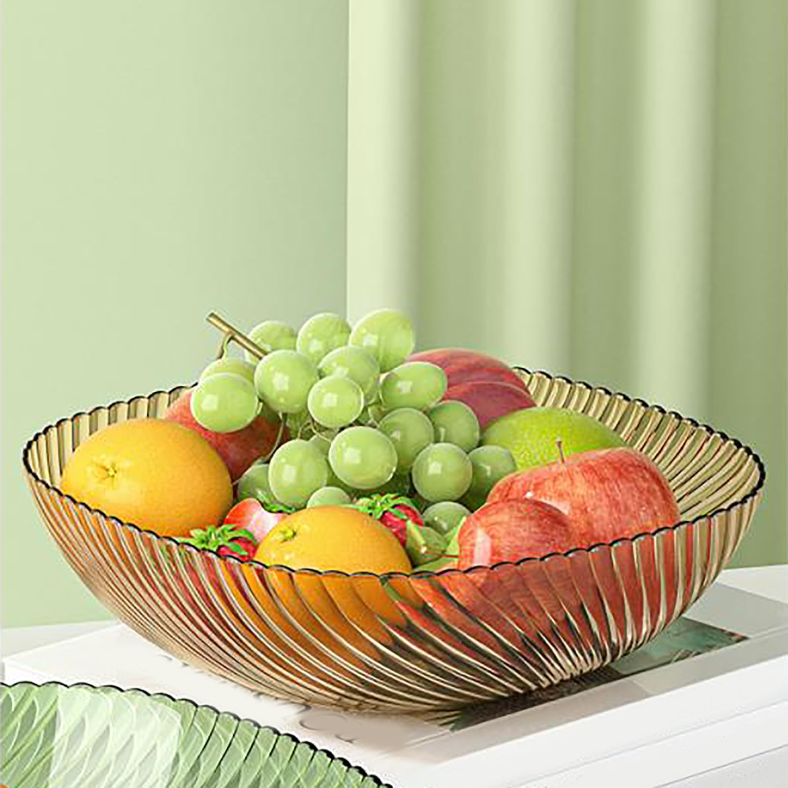 Ciotola per Frutta, 7 x 23,5 cm Ciotole da Portata in Plastica Ciotola Porta Frutta di Grande Capacità per Snack e Caramelle per La Cucina della Festa in Casa (Verde)