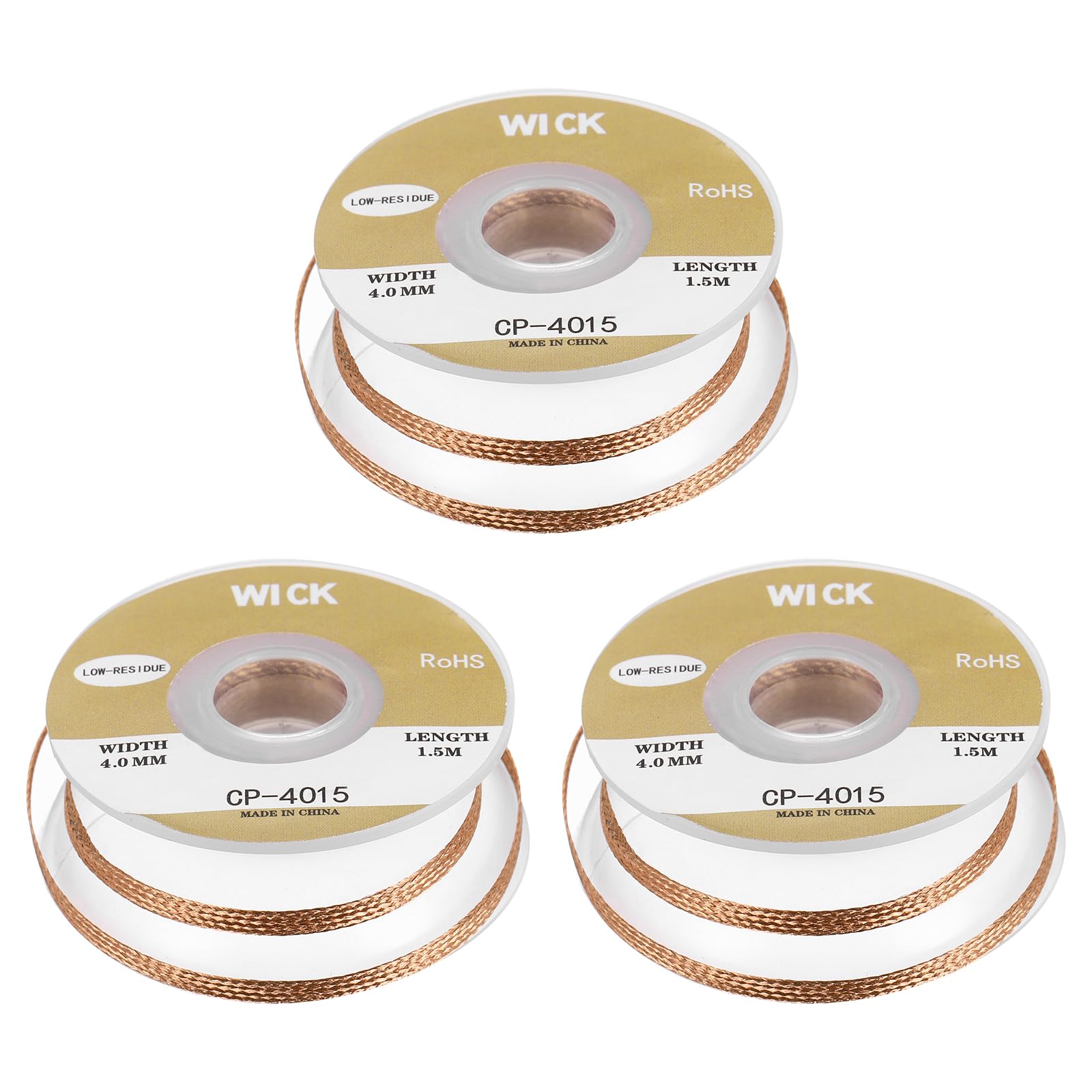 MECCANIXITY Solder Wick Braid No-Clean Desoldering Wick Braid 0.16 Inch Width 5 Feet Length for Remove the Solder Electrical Components 3 Pack