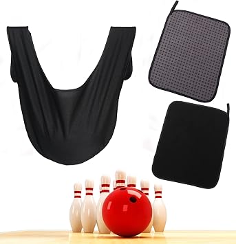 Microfiber Bowling Shammy Pad with EZ Grip -Bowling Ball Towel - Bowling Towel that Wipes Dirt and Oil Clean Off,Cleaning Pad and Bowling Alley Accessories Black