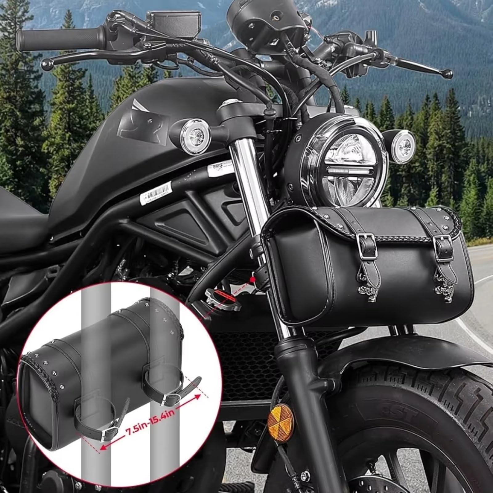 Borsa Portautensili Universale Forcella Per Moto 4-5L Laterale Impermeabile In PU Manubrio Anteriore Sissybar Custodia Rotolo Accessori Parti Sacche Moto