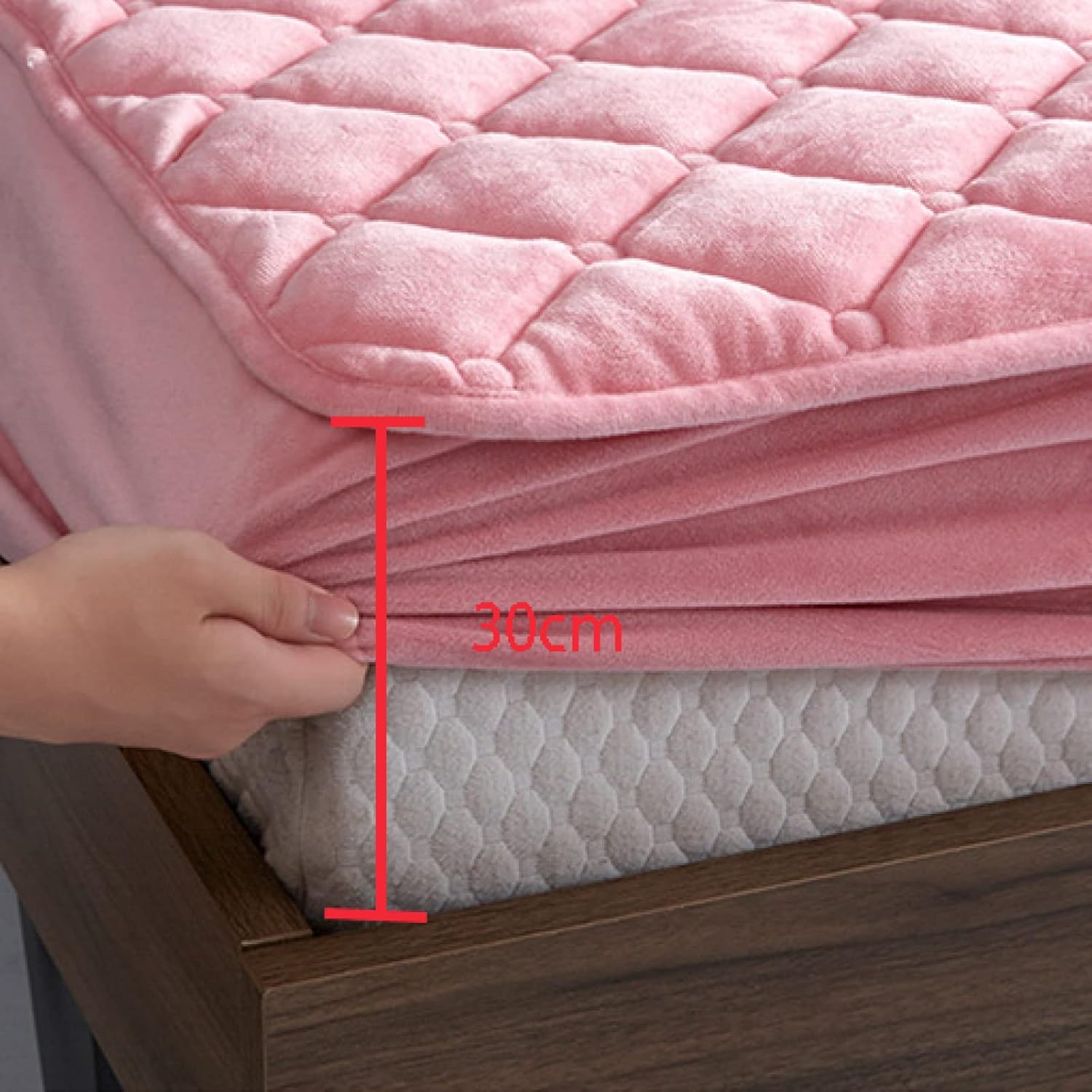 FCLDESHOP Deep Pockets That Actually Fits,Autumn Winter Thickened Quilted Crystal Velvet Bedding Sheets, Warm Solid Color Deep Pocket Mattress Protector,Purple,90 * 200cm+25cm (3pcs)