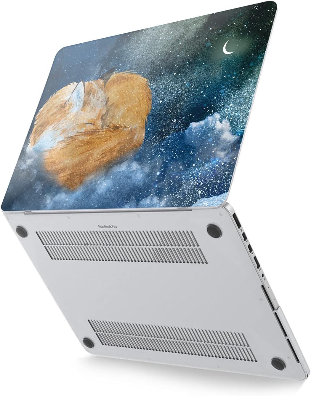 Hard Case Compatible for MacBook Pro 16 14 M3 M2 2023 M1 Pro 13 2022 Air 13 2021 Retina 2020 Mac 11 12 Laptop Fox Night Protective Moon Classy Design Cute Cover Clouds Stars Print Animals