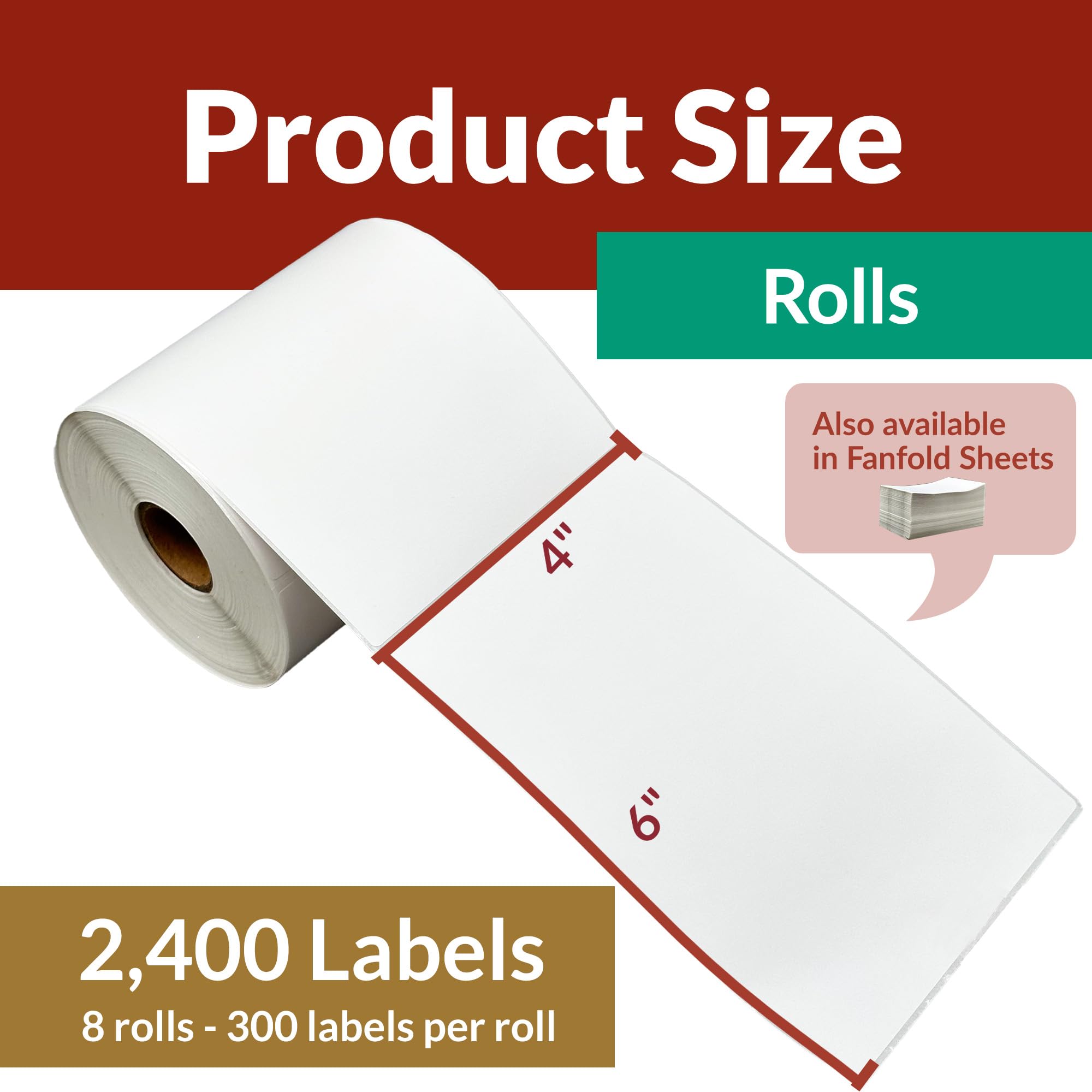 3x2 Inch Thermal Labels White, Direct Thermal Shipping Labels 400 count, Compatible with /Rollo